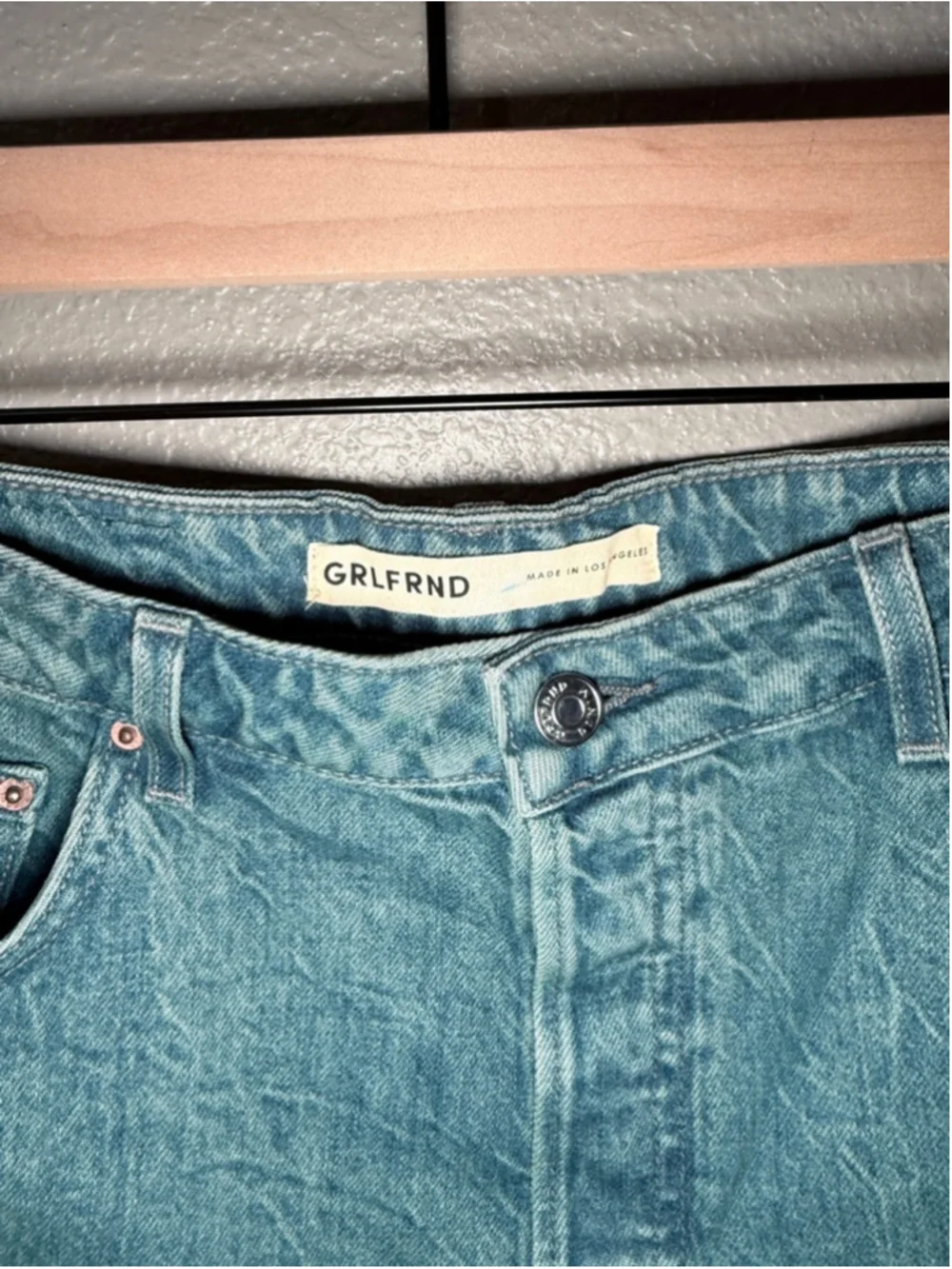 Women's GRLFRND Blue Helena High Rise Cut Off Jean Shorts Size 28